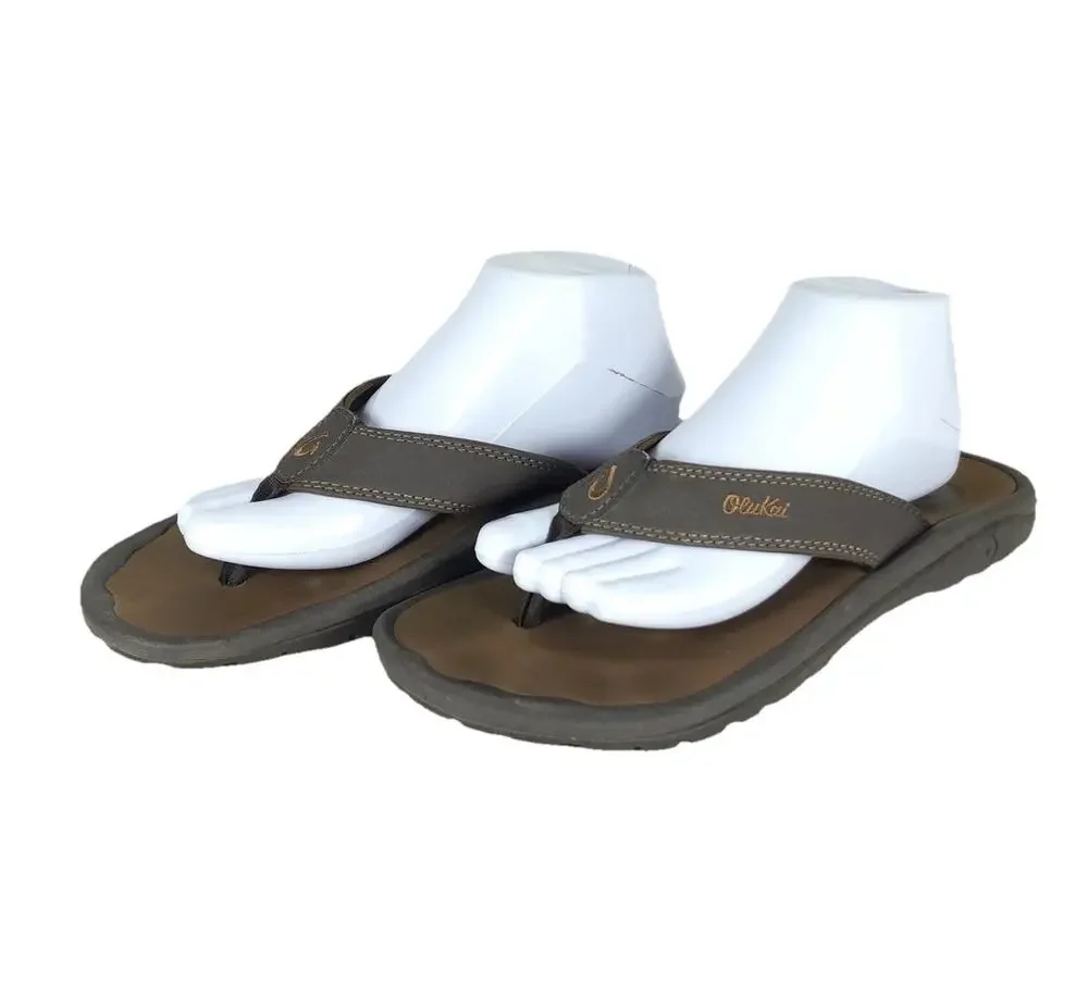 Olukai Men's Ohana US9 Brown Slip On Flat Thong Sandals